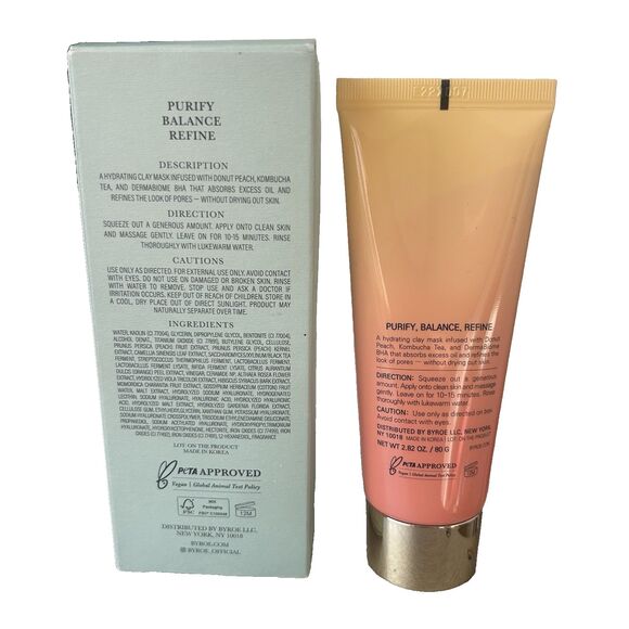 BYROE New York: Purifying Clay Mask in Peach Kombucha Tea 2.82 oz/ 80 g New - Picture 2 of 5